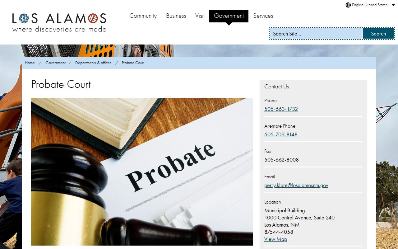 Los Alamos County civil docket Probate Court information