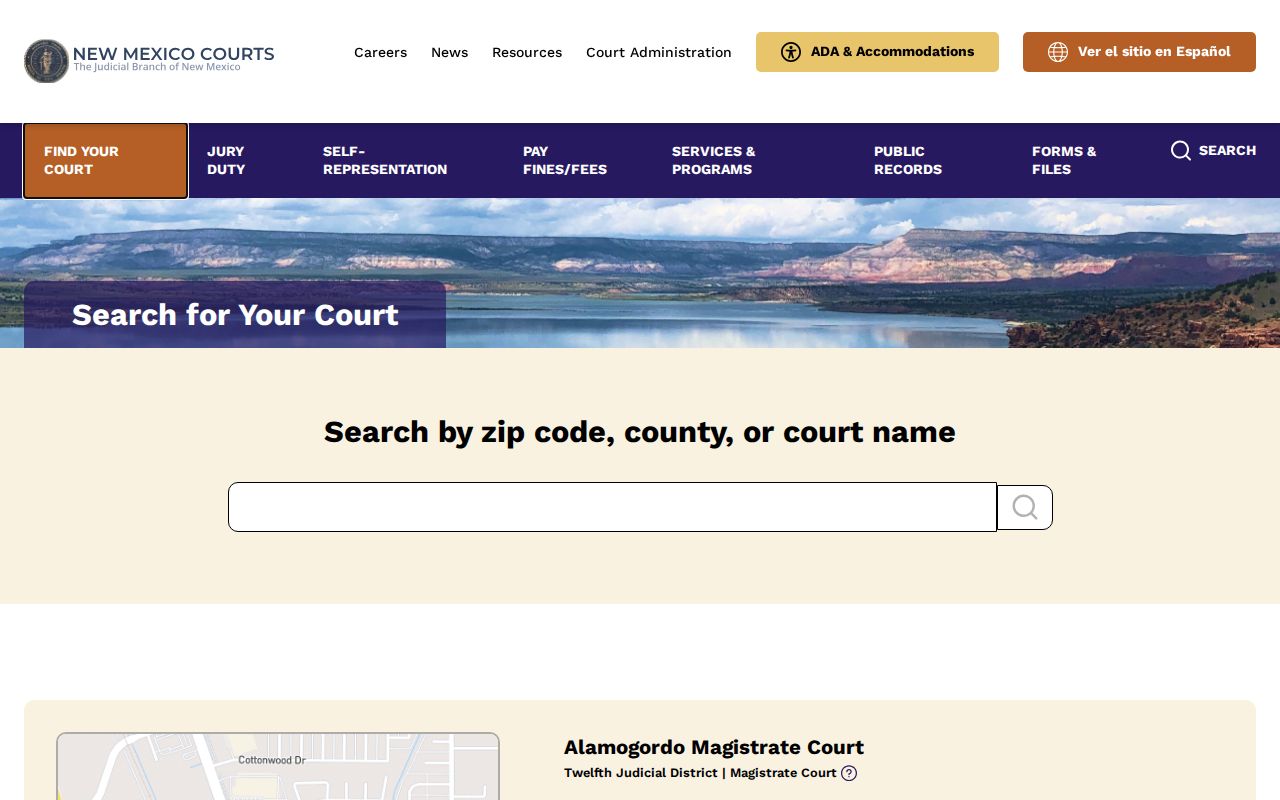 Los Alamos County court docket court finder navigation
