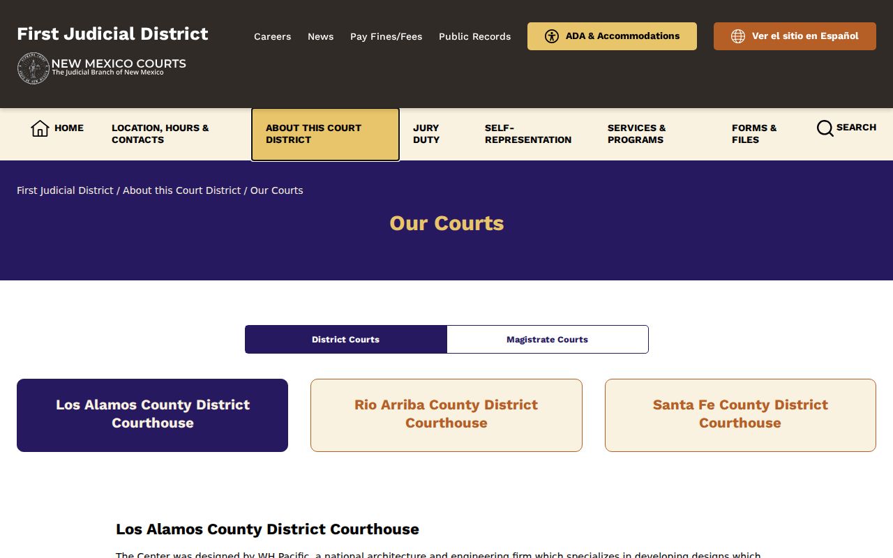Los Alamos County court docket context at the Justice Center