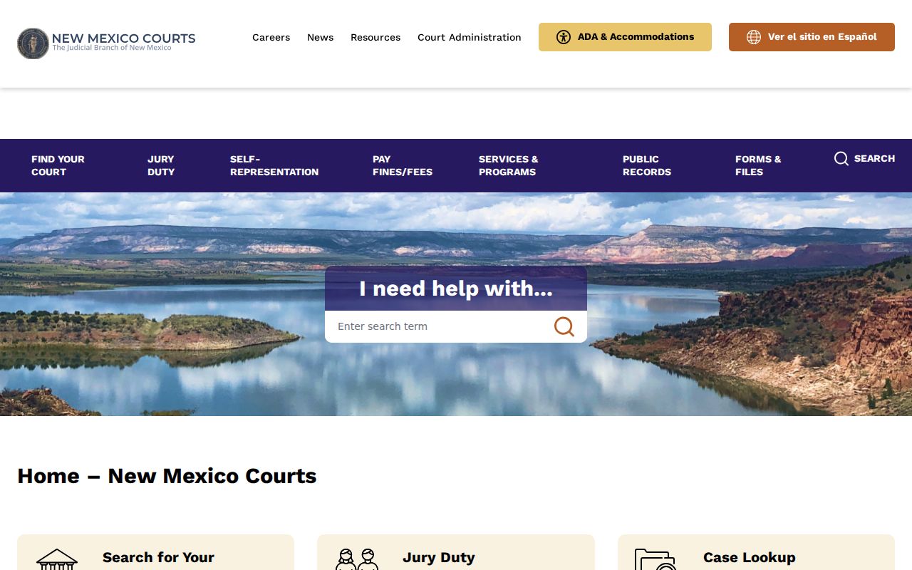 Los Alamos County court docket access on New Mexico Courts navigation